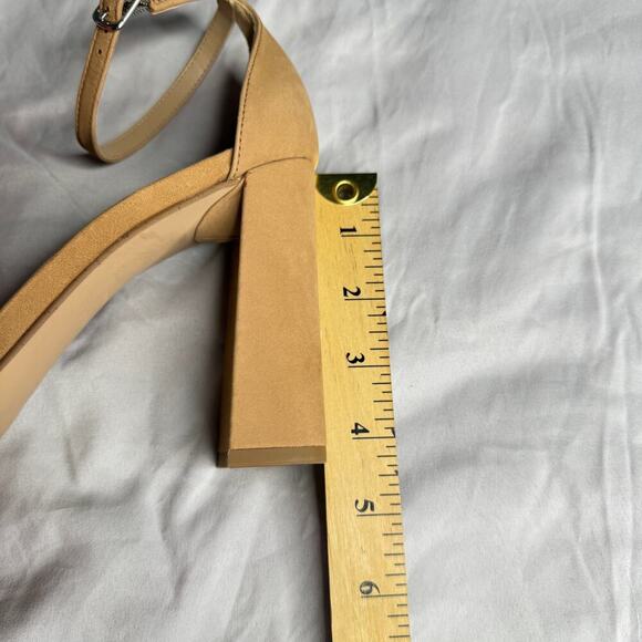 Steve Madden Women's sz 8.5 M Tan 4 inch Square Heel Ankle Strap Square Toe - Picture 13 of 13